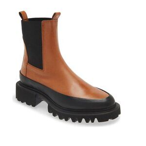 AllSaints Harlee Brown Leather Lug Sole Chelsea Boot